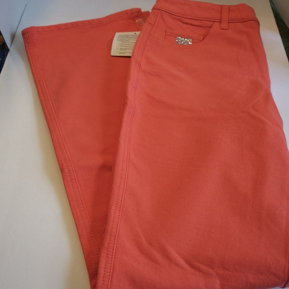 Quacker Factory Dream Jeannes Orange Pants size 6 NWT - Picture 3 of 7
